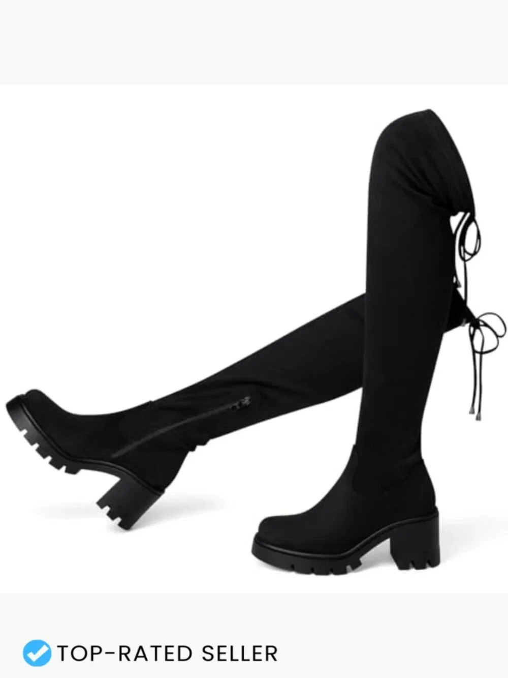 Over the Knee Boots Chunky Block Heel Platform Side Zipper Suede Fall Winter